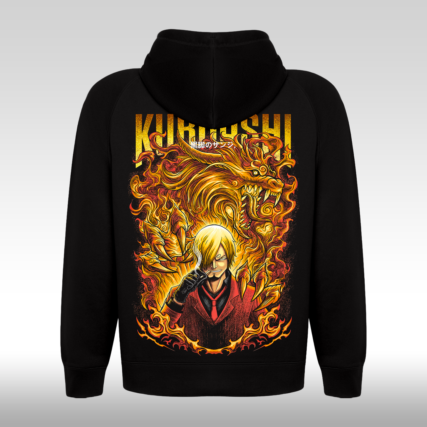 Hanorac Negru personalizat spate anime "Sanji Kuroashi" streetwear
