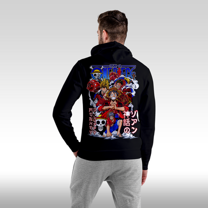 Hanorac Negru personalizat spate barbat anime "One Piece: Monkey D. Luffy" streetwear
