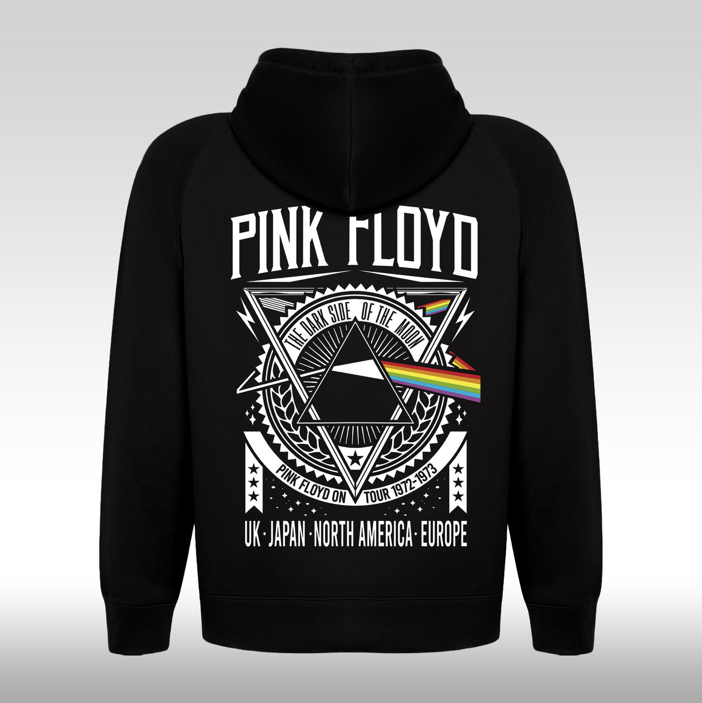 Hanorac Negru personalizat spate rock "Pink Floyd The Dark Side of The Moon" streetwear
