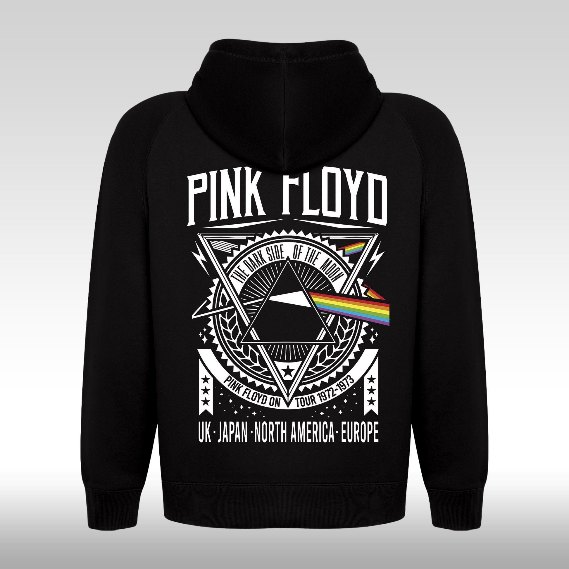 Hanorac Negru personalizat spate rock "Pink Floyd The Dark Side of The Moon" streetwear
