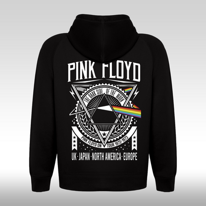 Hanorac Negru personalizat spate rock "Pink Floyd The Dark Side of The Moon" streetwear
