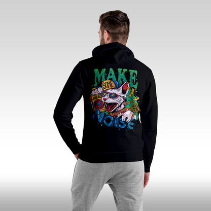 Hanorac Negru personalizat spate barbat urban "Make Some Noise" streetwear
