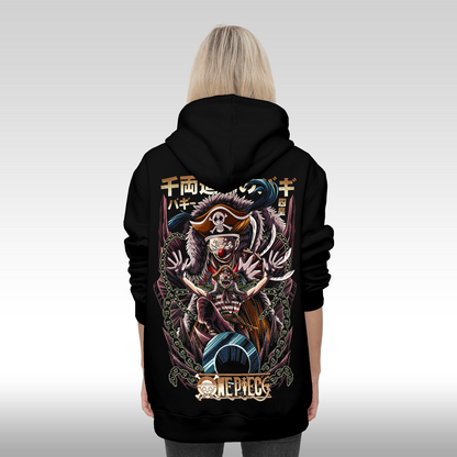 Hanorac Negru personalizat spate Dama anime "Buggy" streetwear
