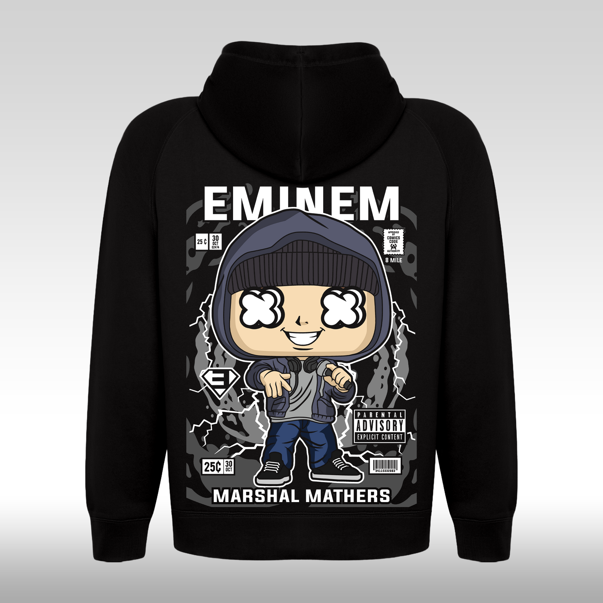 Hanorac Negru personalizat spate  hip-hop "Eminem" streetwear
