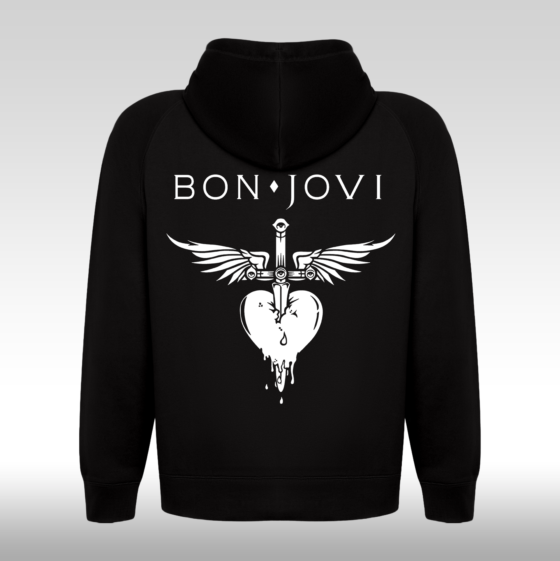 Hanorac Negru personalizat spate rock "Bon Jovi" streetwear
