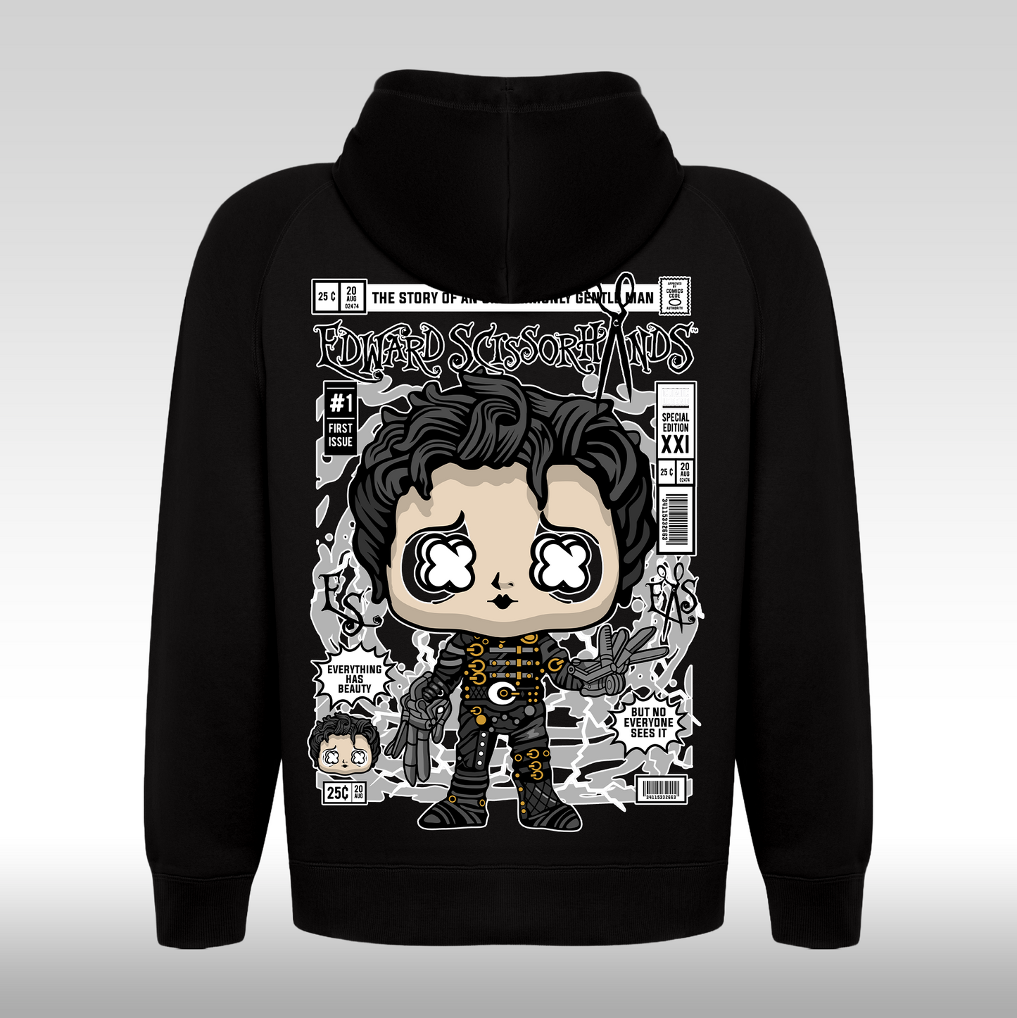 Hanorac Negru personalizat spate urban "Edward Scissorhands" streetwear

