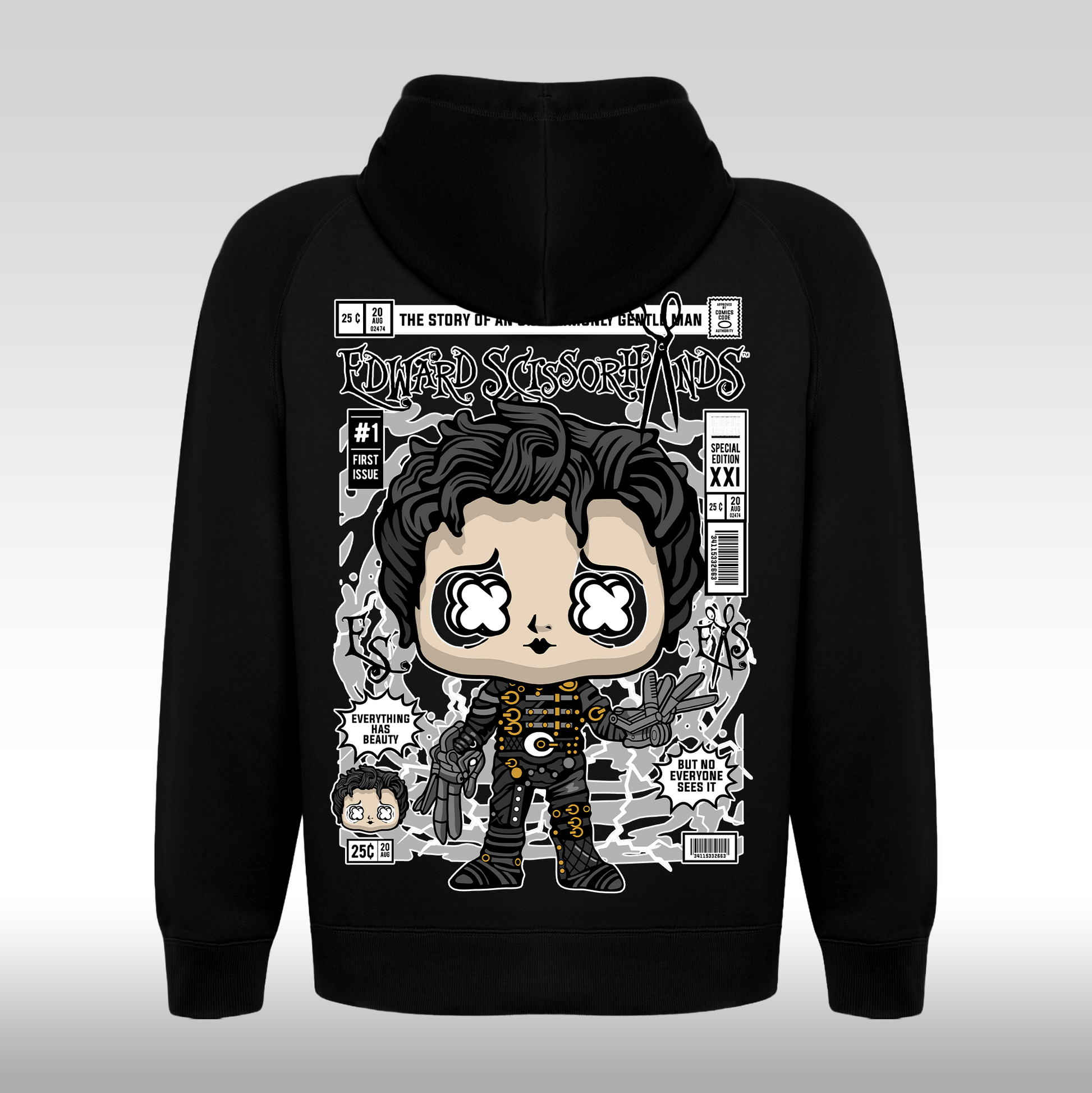 Hanorac Negru personalizat spate urban "Edward Scissorhands" streetwear
