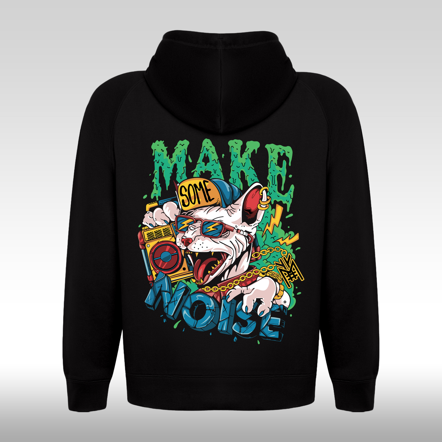 Hanorac Negru personalizat spate urban "Make Some Noise" streetwear

