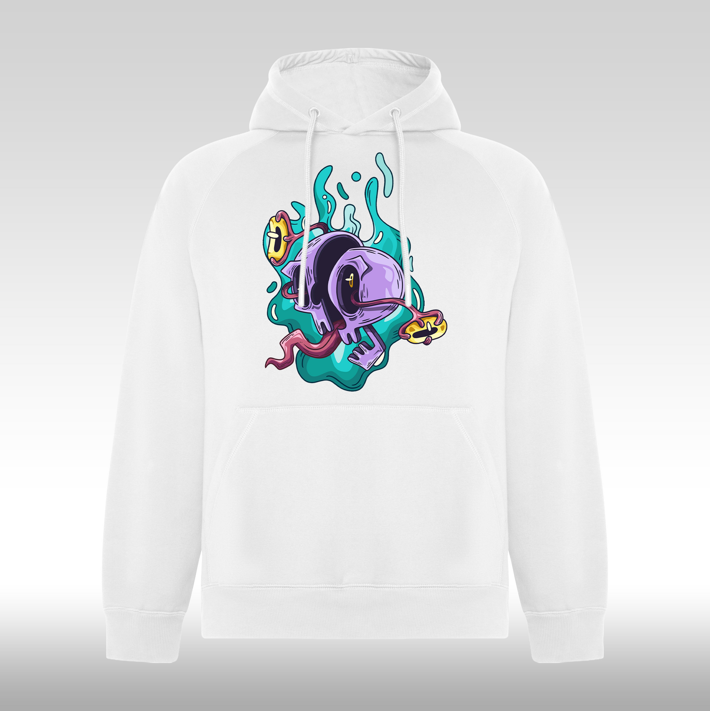 Hanorac alb personalizat urban "Alien Splash" streetwear
