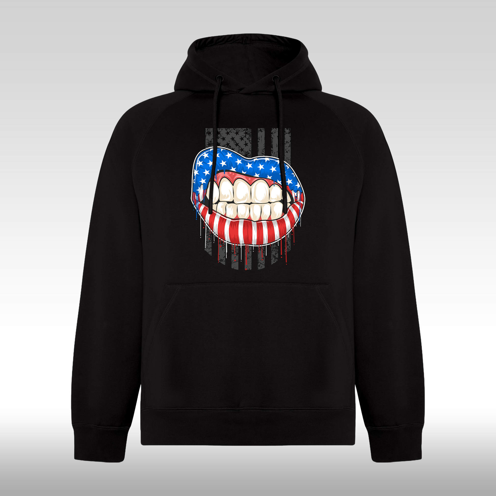 Hanorac Negru personalizat urban "American Lips" streetwear
