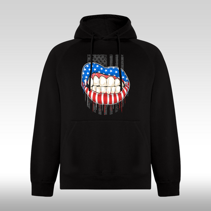 Hanorac Negru personalizat urban "American Lips" streetwear
