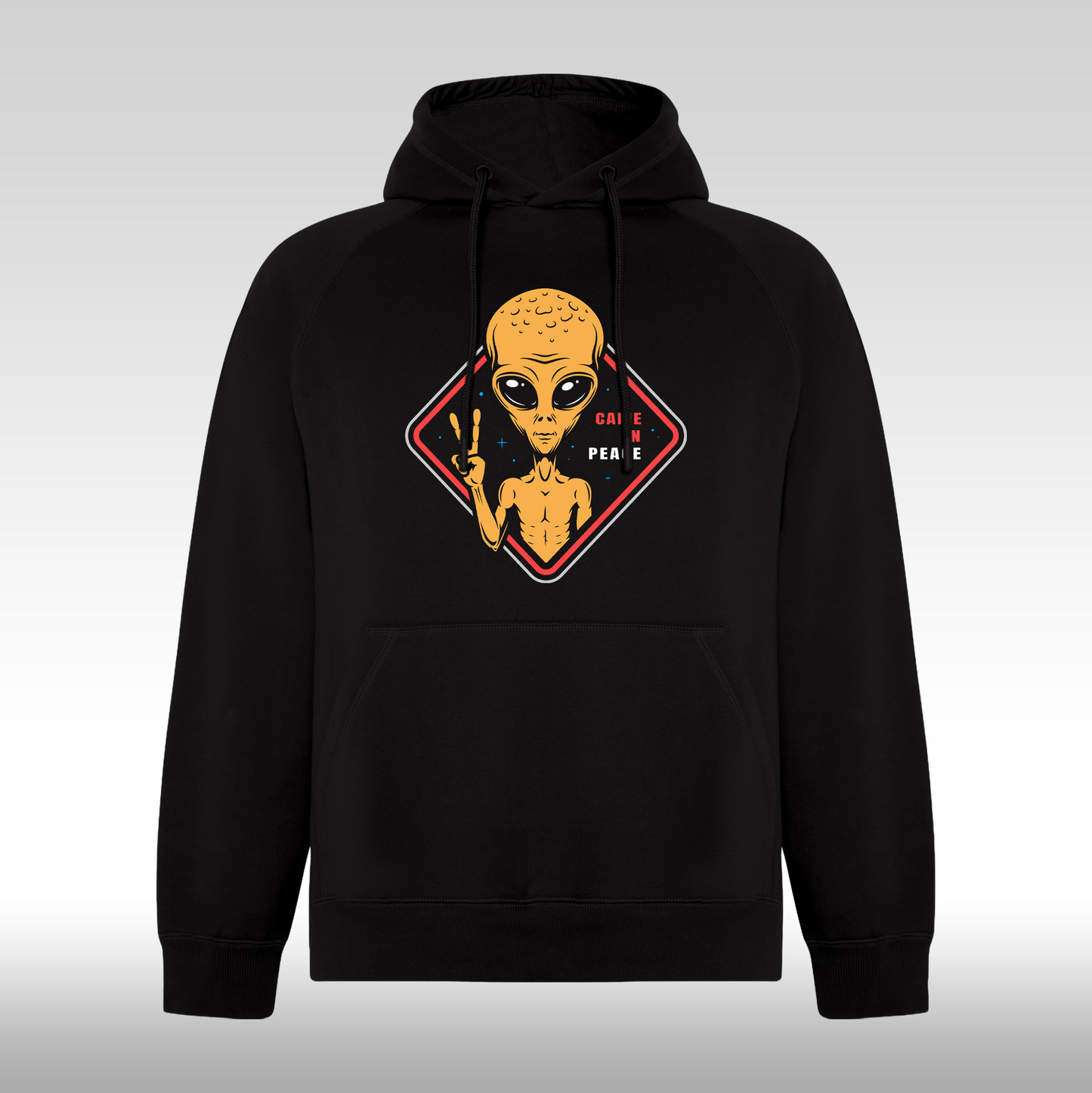 Hanorac Negru personalizat urban "Came In Peace Alien" streetwear
