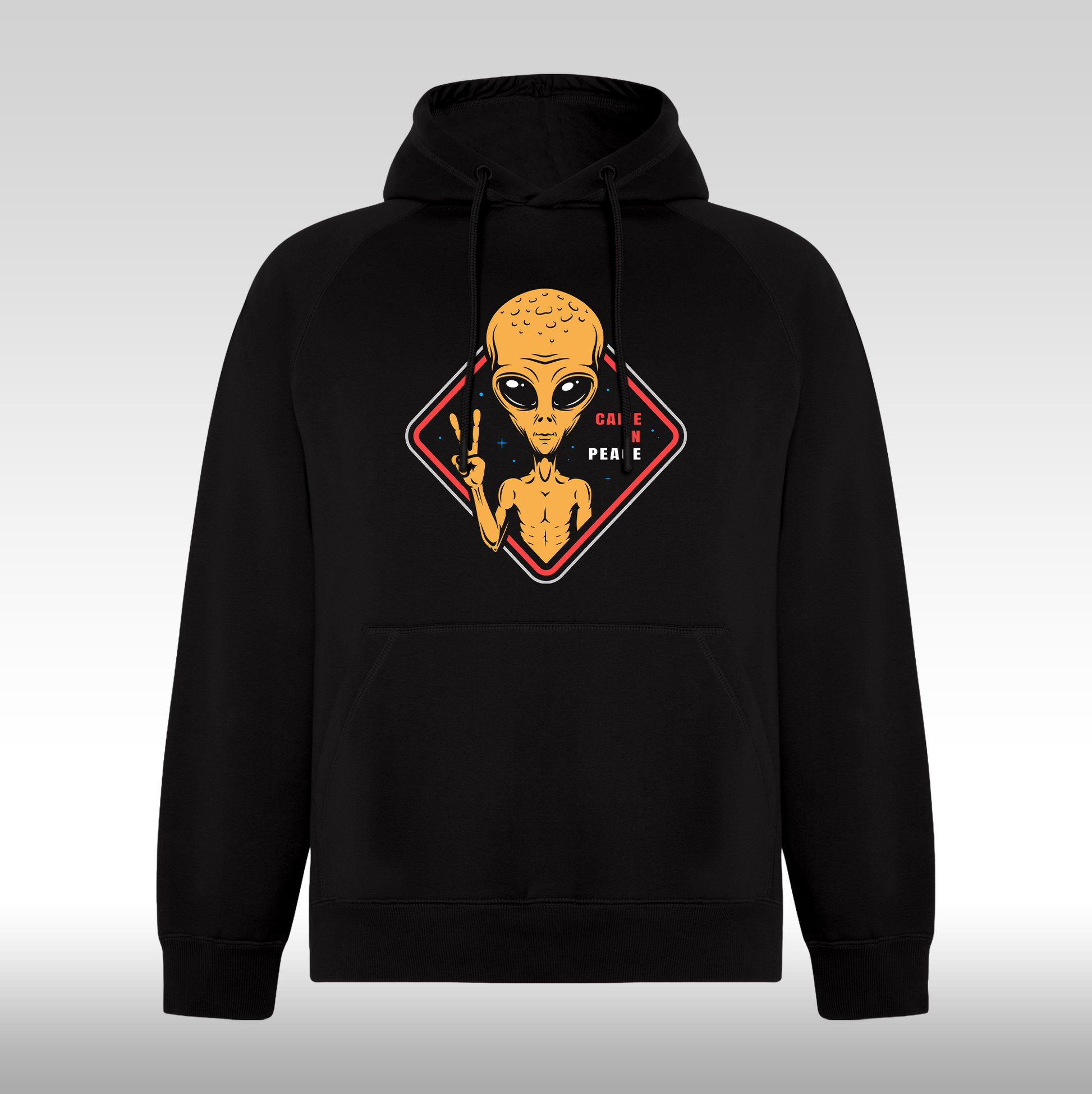 Hanorac Negru personalizat urban "Came In Peace Alien" streetwear
