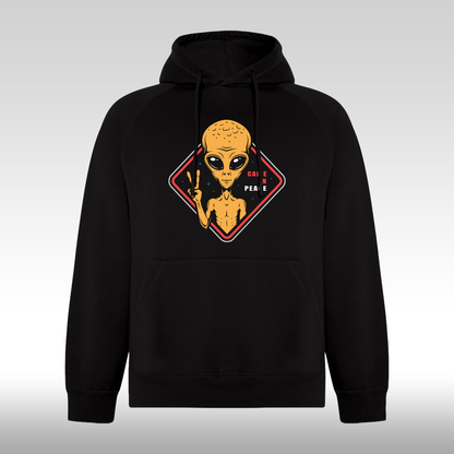 Hanorac Negru personalizat urban "Came In Peace Alien" streetwear
