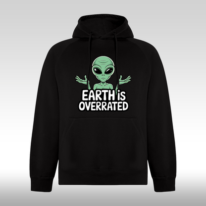 Hanorac Negru personalizat urban "Earth Is Overrated" streetwear
