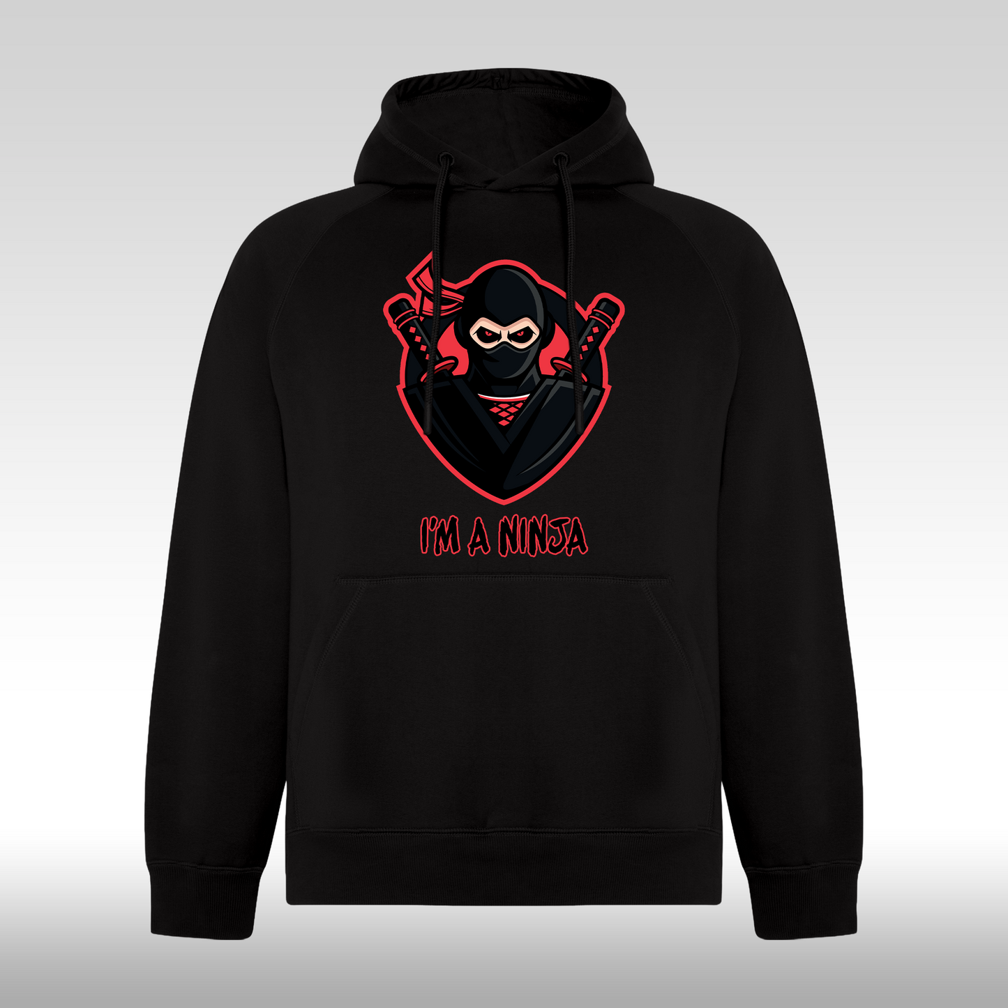 Hanorac Negru personalizat urban "I'm A Ninja Red" streetwear
