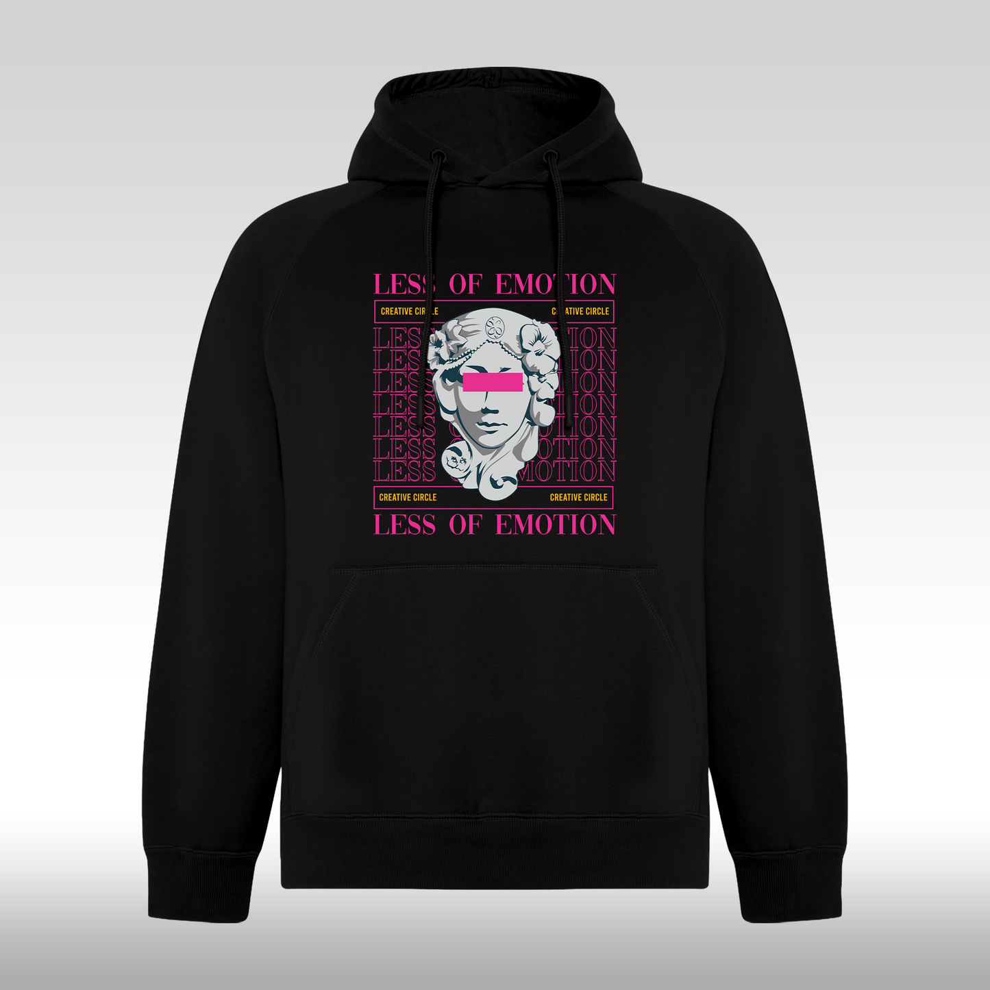 Hanorac Negru personalizat urban "Less Of Emotion" streetwear
