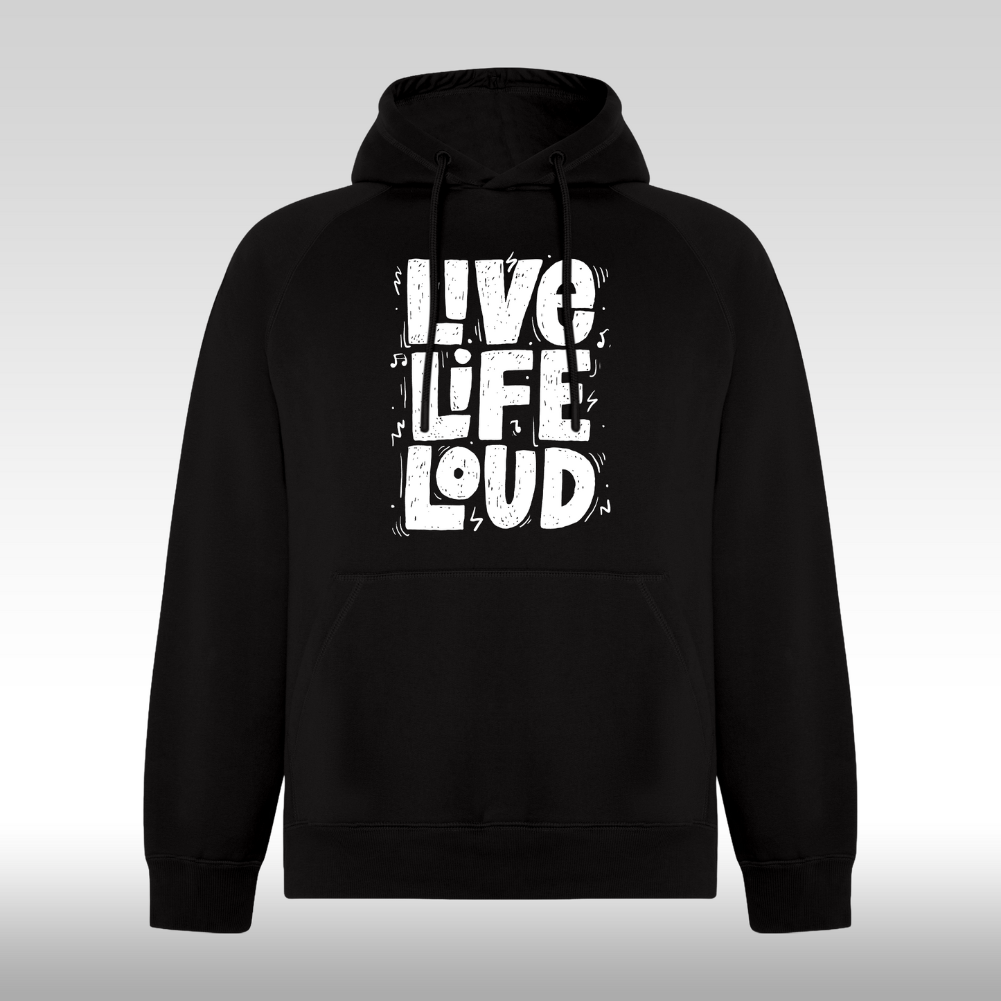 Hanorac Negru personalizat urban "Live Life Loud" streetwear
