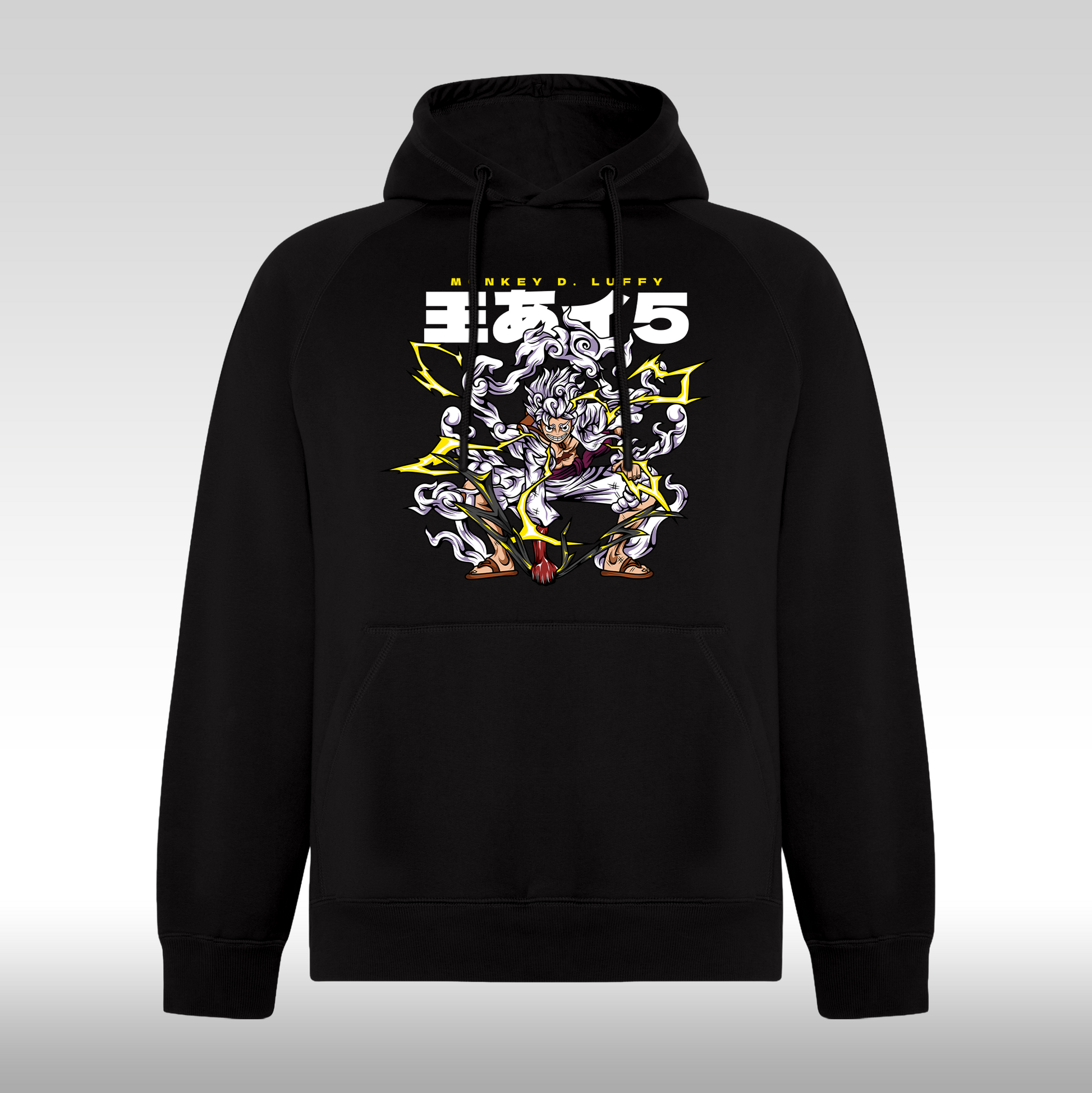Hanorac Negru personalizat anime "One Piece: Luffy Gear 5" streetwear
