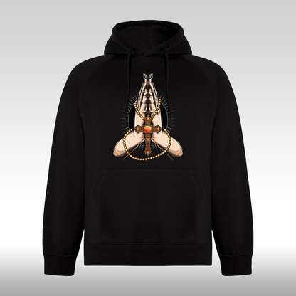 Hanorac Negru personalizat urban cruce rugaciune "Praying Hands" streetwear
