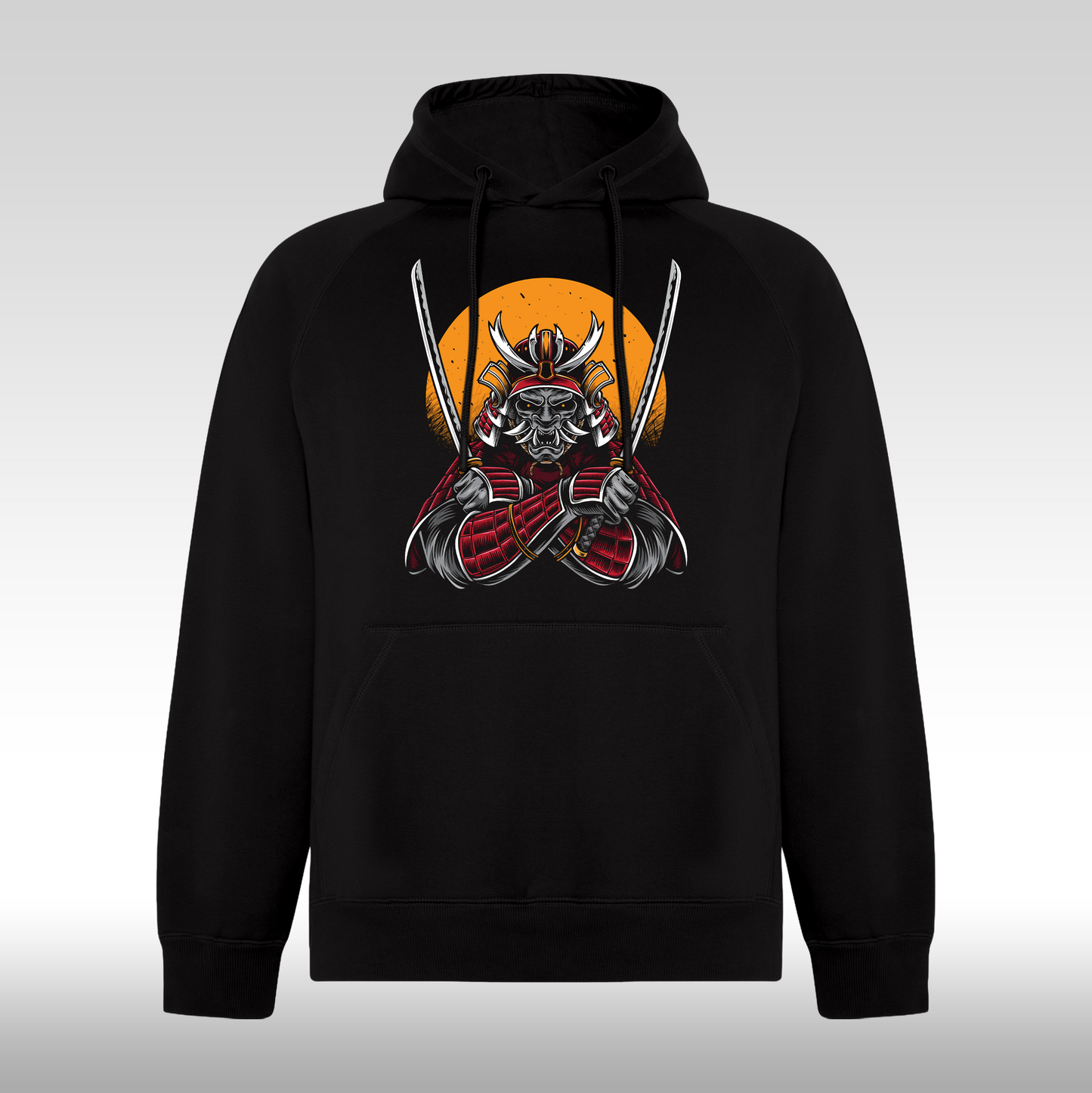 Hanorac Negru personalizat urban "Samurai With Katana" streetwear
