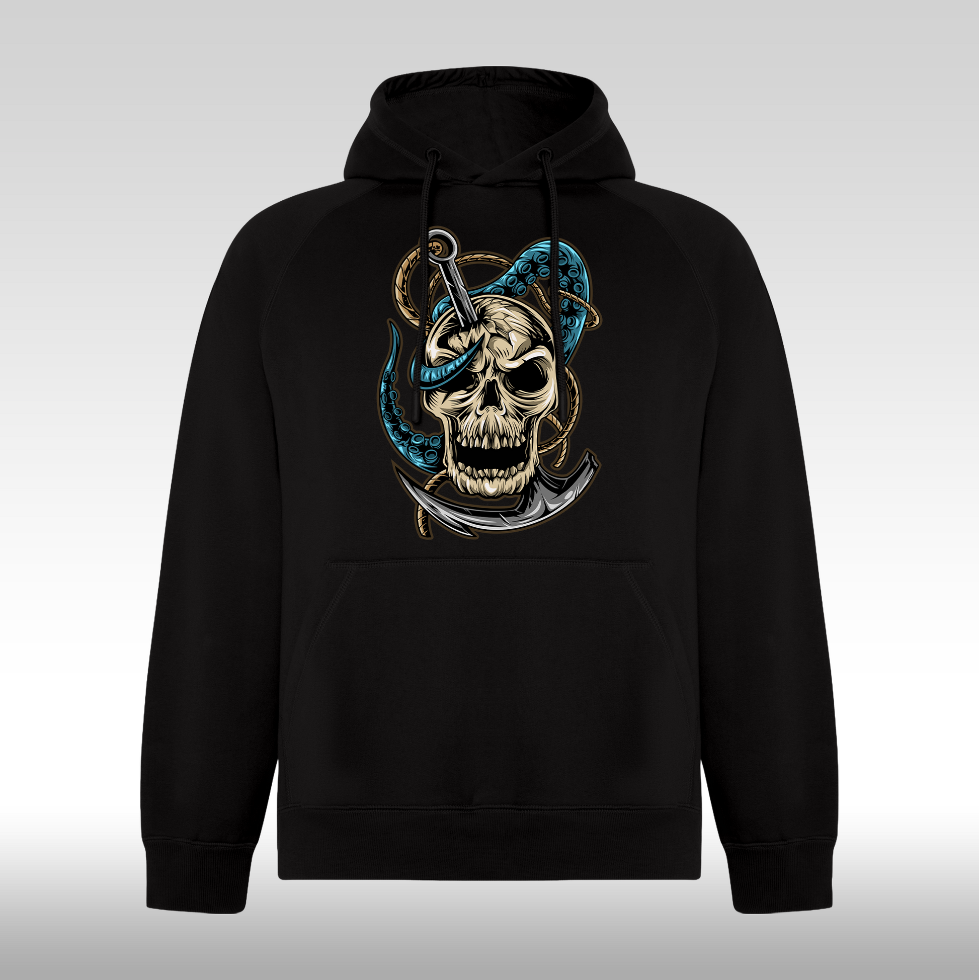 Hanorac Negru personalizat urban craniu ancora "Skull Anchor" streetwear
