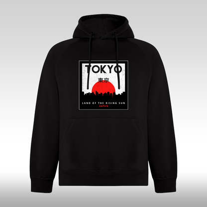 Hanorac Negru personalizat urban "Tokyo! Land Of The Rising Sun, Japan" streetwear
