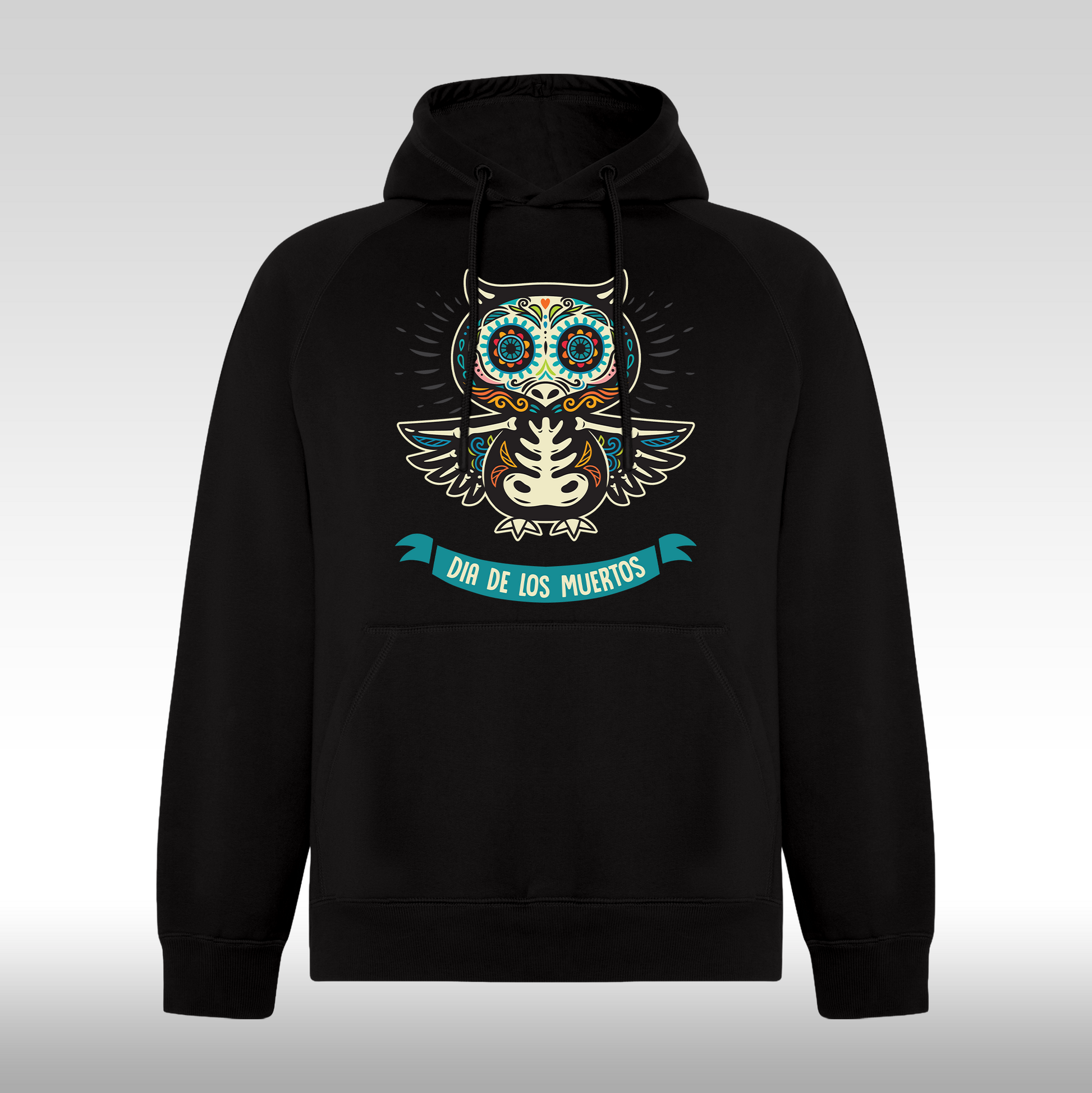 Hanorac Negru personalizat urban  bufnita "Dia De Los Muertos" streetwear
