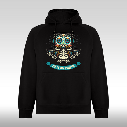 Hanorac Negru personalizat urban  bufnita "Dia De Los Muertos" streetwear
