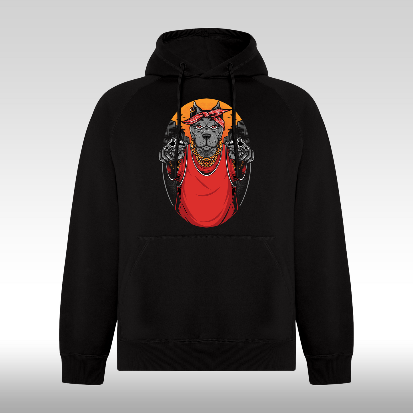Hanorac Negru personalizat urban caine "Gangsta Dog" streetwear
