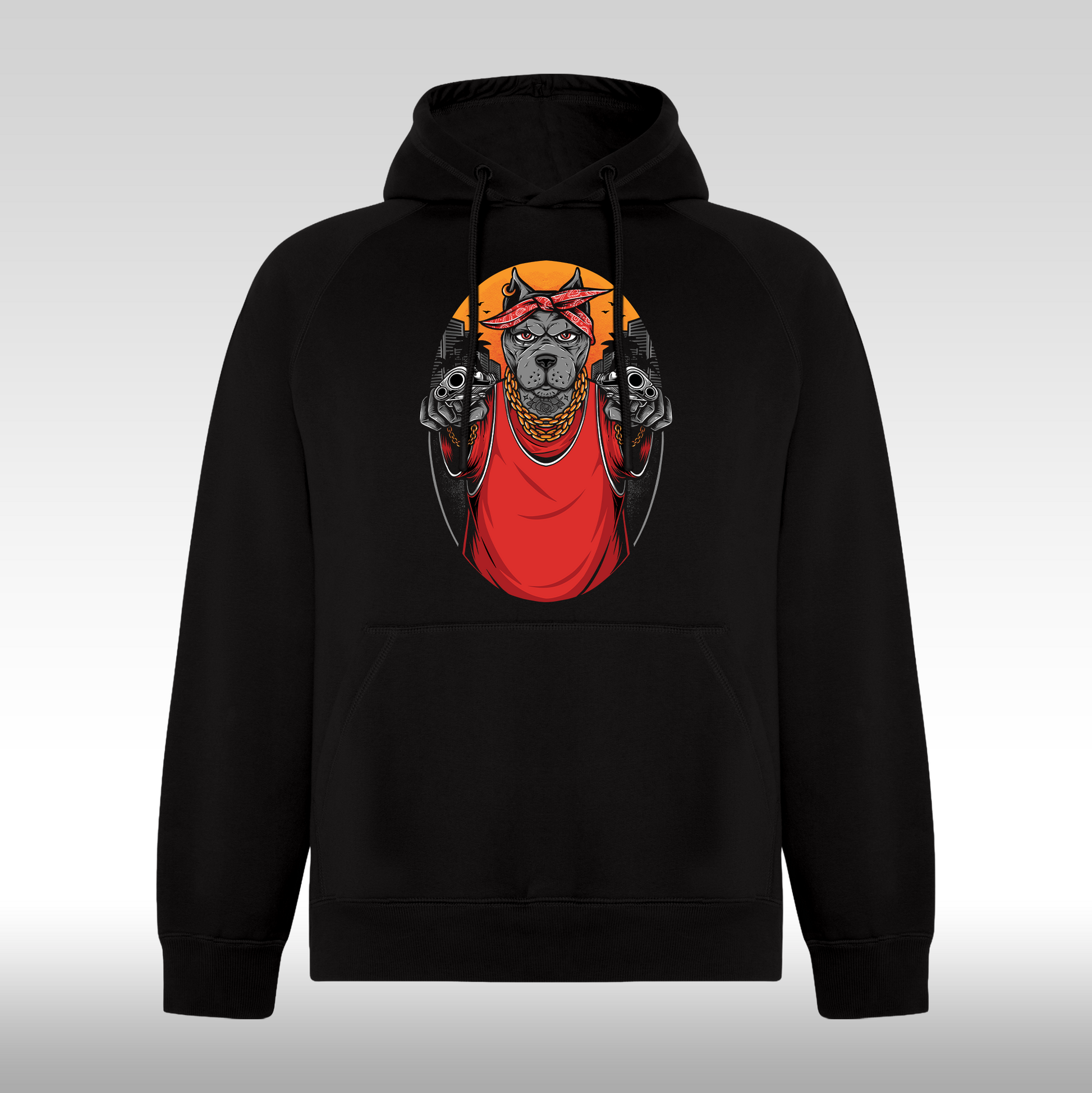 Hanorac Negru personalizat urban caine "Gangsta Dog" streetwear
