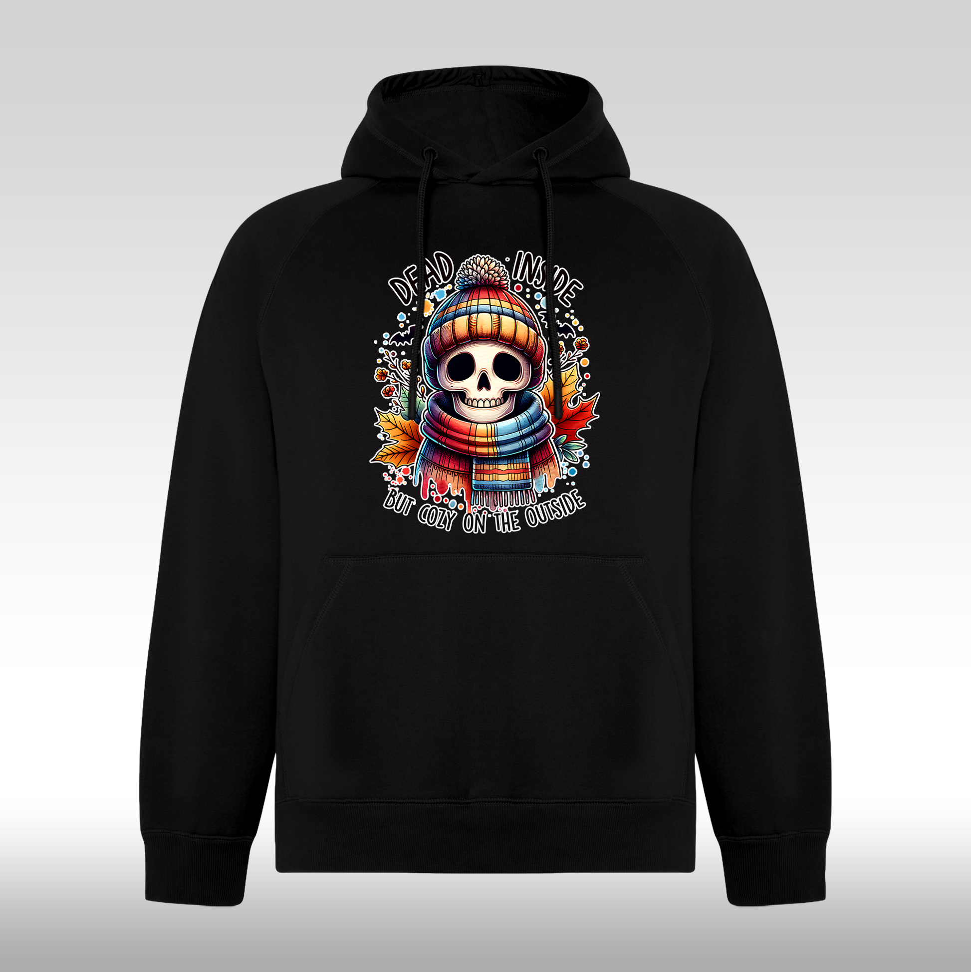 Hanorac Negru personalizat urban toamna  "Dead Inside, But Cozy On The Outside" streetwear
