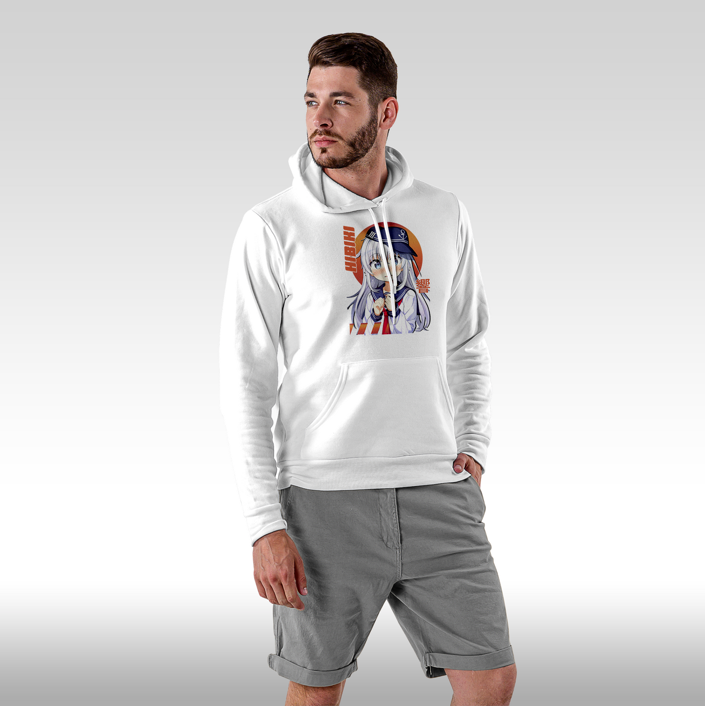 Hanorac alb personalizat Fata Barbat anime "Hibiki" streetwear
