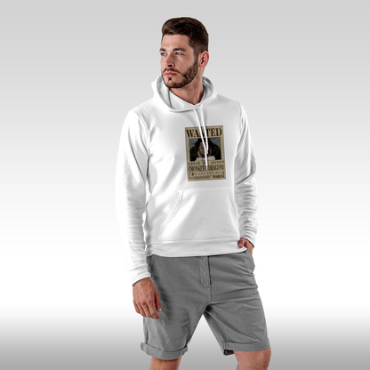 Hanorac alb personalizat Fata Barbat urban "WANTED : Monkey D Dragon" streetwear
