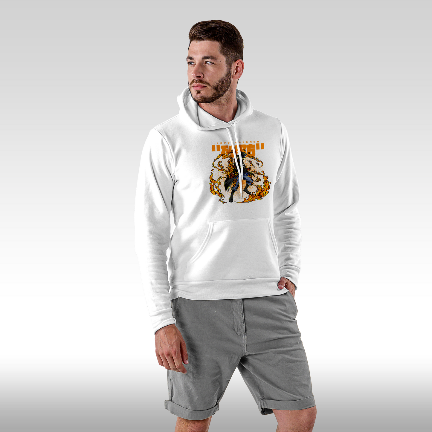 Hanorac alb personalizat Fata Barbat urban "Revolusioner Sabo" streetwear
