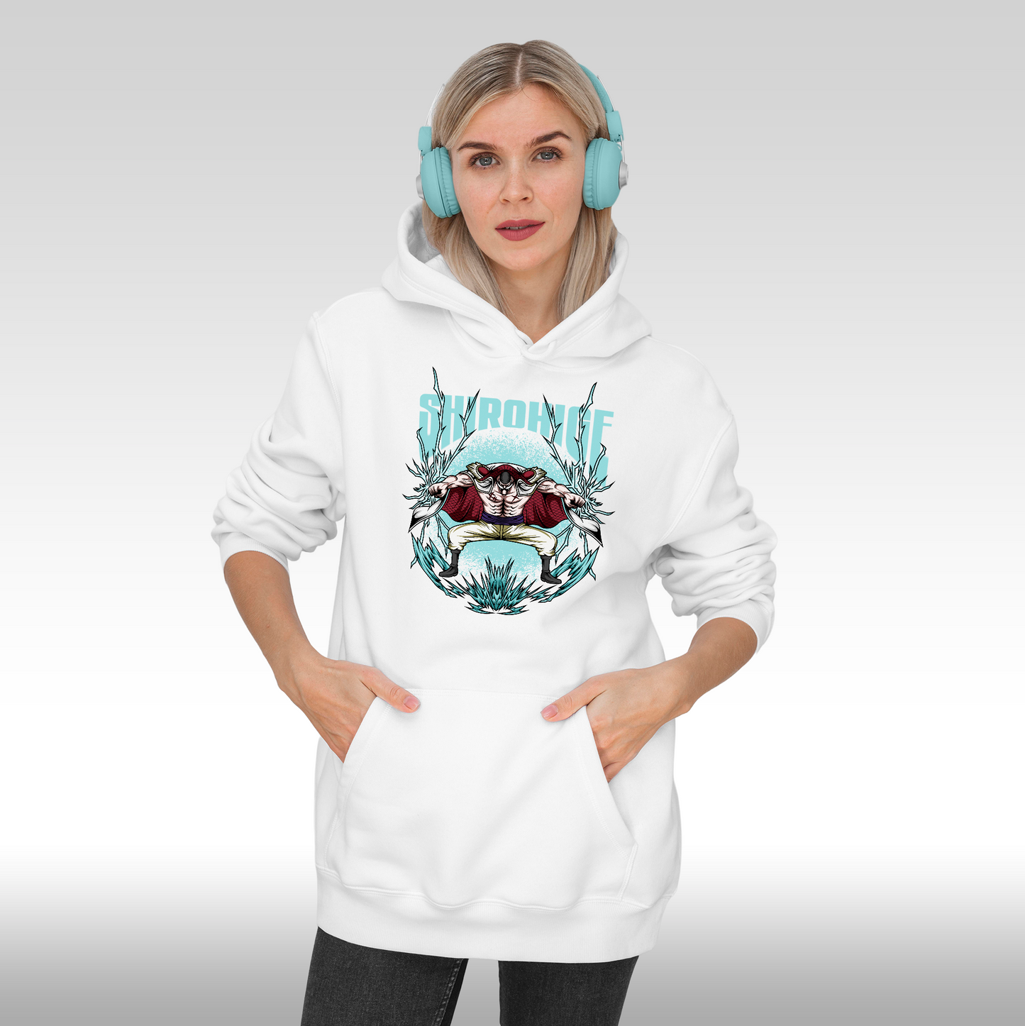 Hanorac alb personalizat Fata dama anime "Shirohige" streetwear
