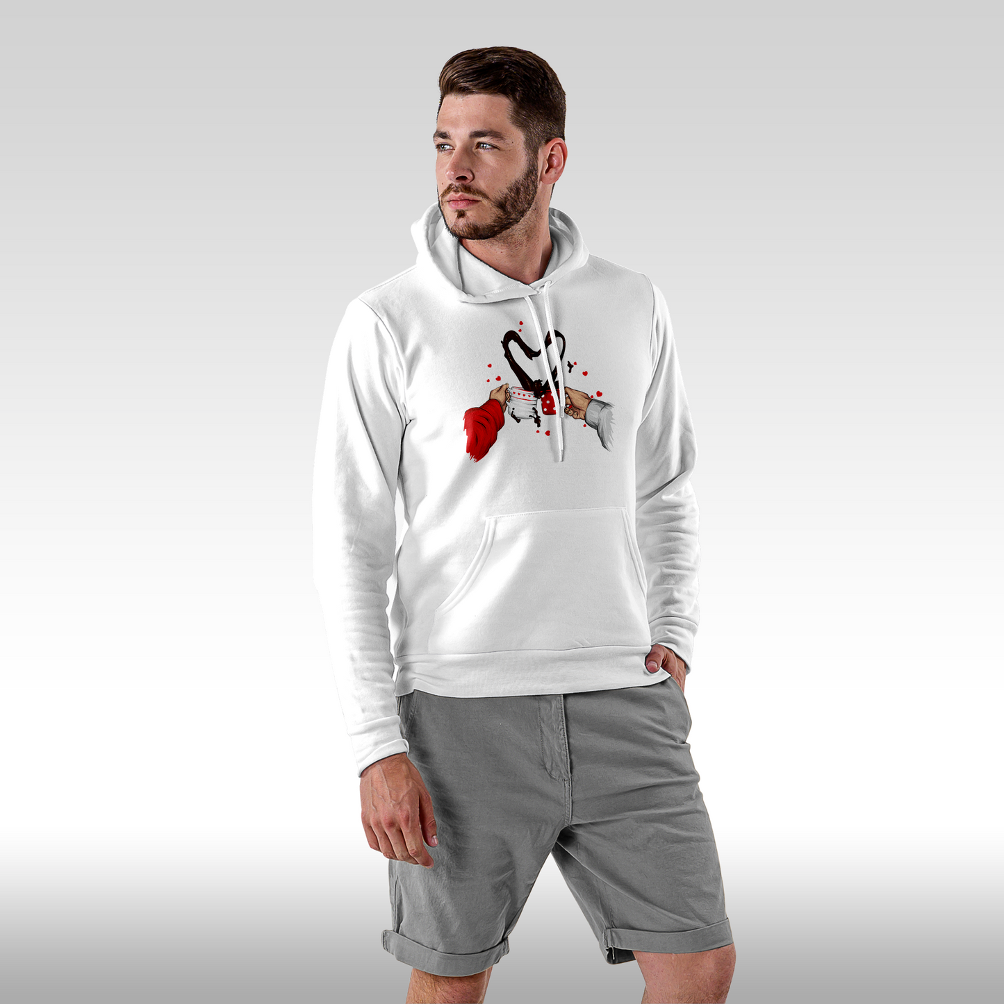 Hanorac alb personalizat Fata Barbat cafea "Coffee Love" streetwear
