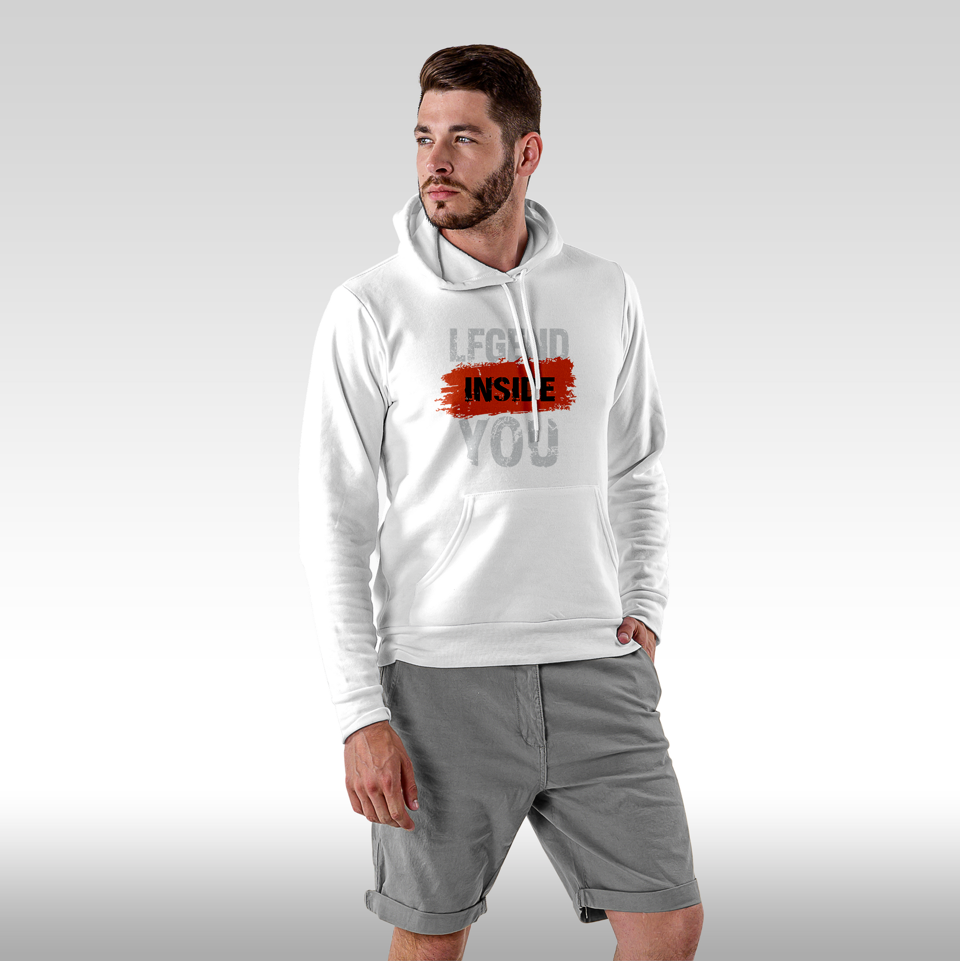 Hanorac alb personalizat Fata Barbat gaming "Legend Inside You" streetwear
