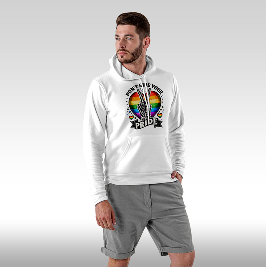 Hanorac alb personalizat Fata Barbat lgbtq "Don't Hide Your Pride" streetwear

