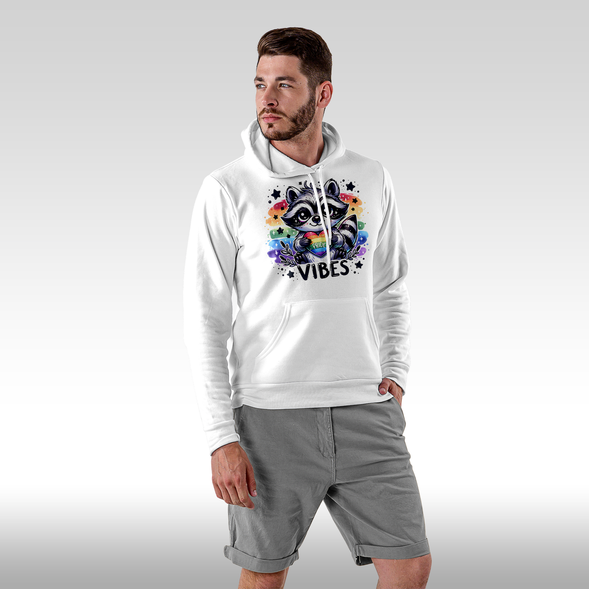 Hanorac alb personalizat Fata Barbat raton lgbtq "Pride Vibes" streetwear
