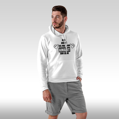 Hanorac alb personalizat Fata Barbat mesaj "Asa Arata Cel Mai Bun Amant Din Lume" streetwear
