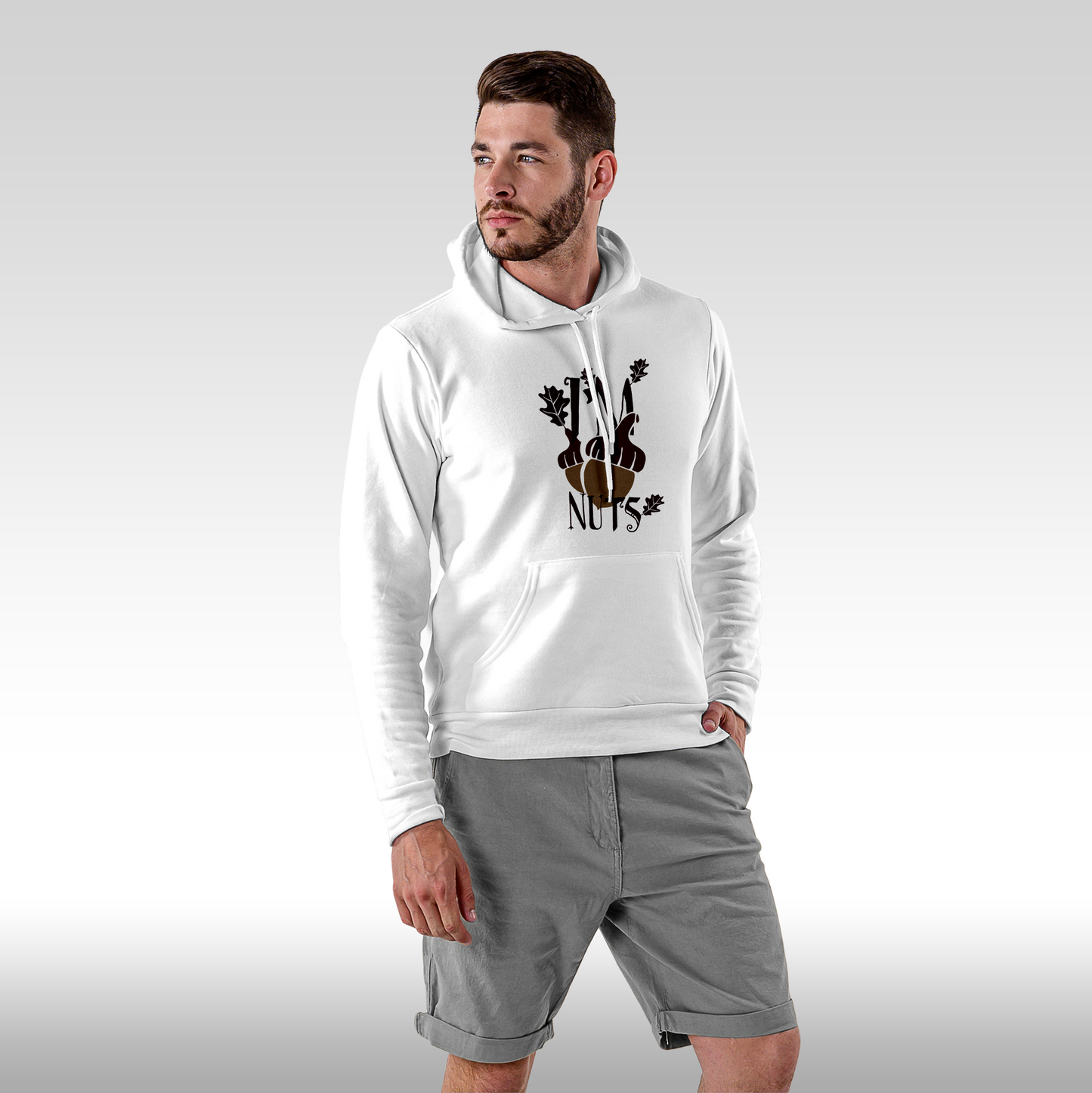 Hanorac alb personalizat Fata Barbat mesaj "I'm Nuts" streetwear

