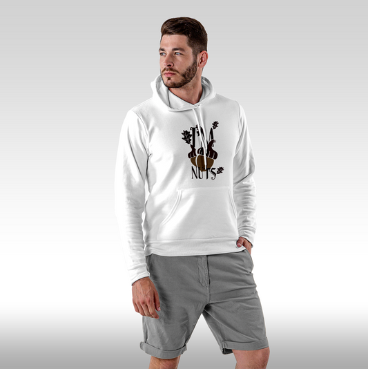 Hanorac alb personalizat Fata Barbat mesaj "I'm Nuts" streetwear
