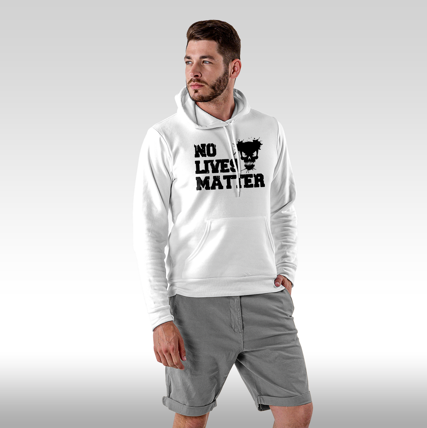 Hanorac alb personalizat Fata Barbat mesaj "No Lives Matter" streetwear
