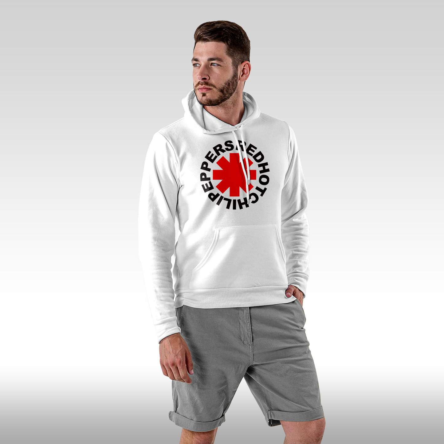 Hanorac alb personalizat Fata Barbat rock "Red Hot Chilli Peppers Emblem" streetwear
