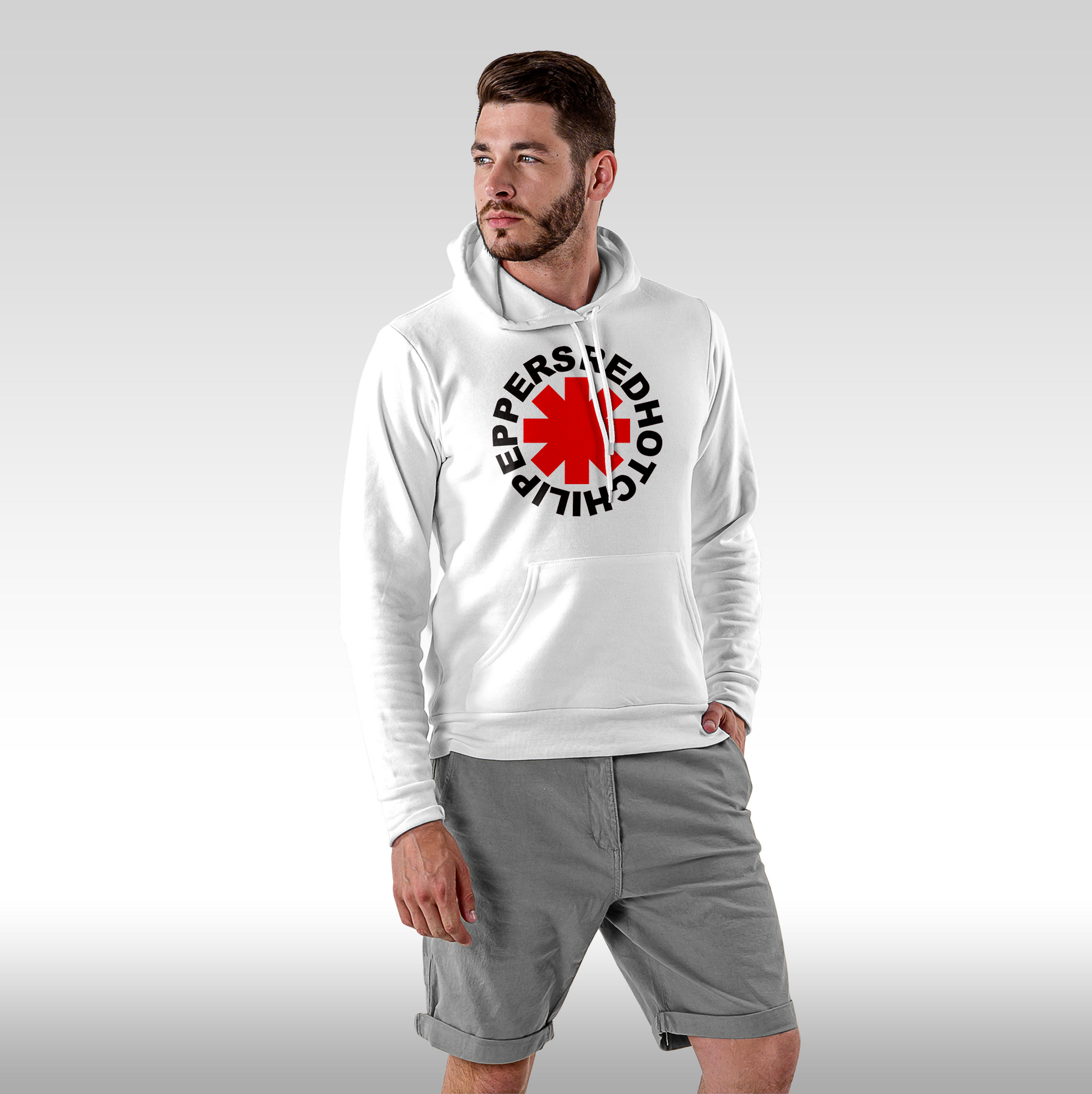 Hanorac alb personalizat Fata Barbat rock "Red Hot Chilli Peppers Emblem" streetwear
