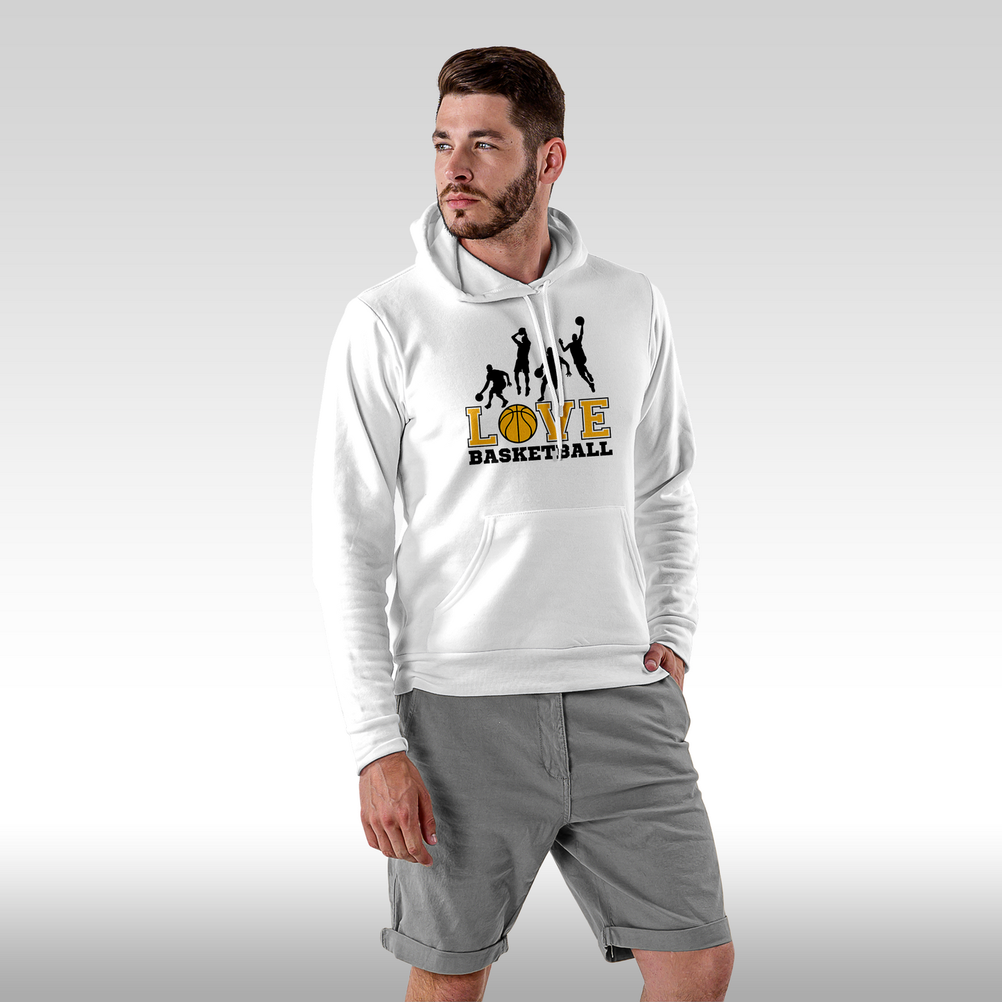 Hanorac alb personalizat Fata Barbat sport "Love Basketball" streetwear
