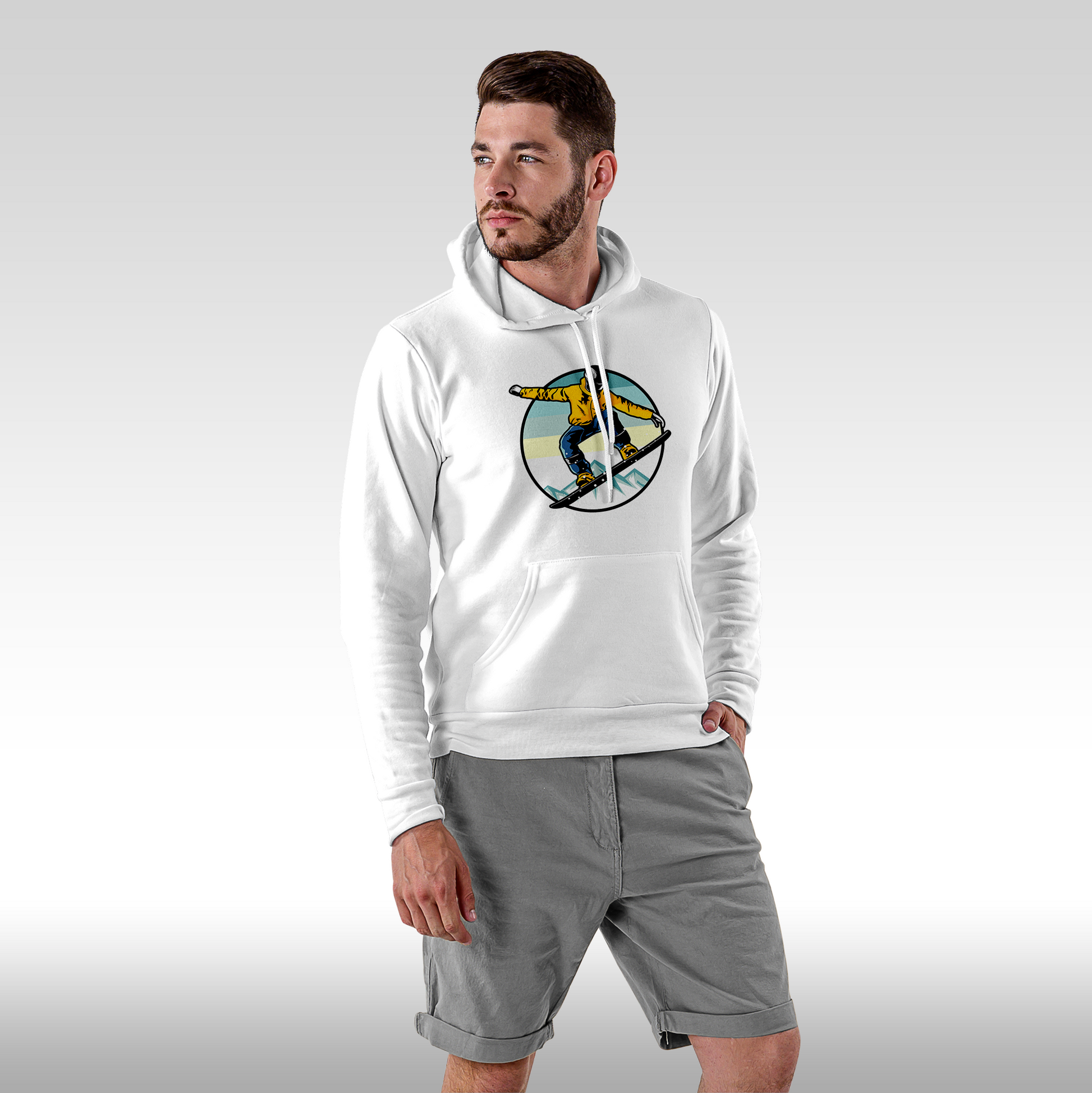 Hanorac alb personalizat Fata barbat sport "Skateboarding" streetwear
