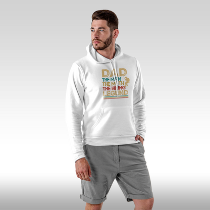 Hanorac alb personalizat Fata Barbat tata "Dad, The Man, The Myth, The Hiking, Legend" streetwear
