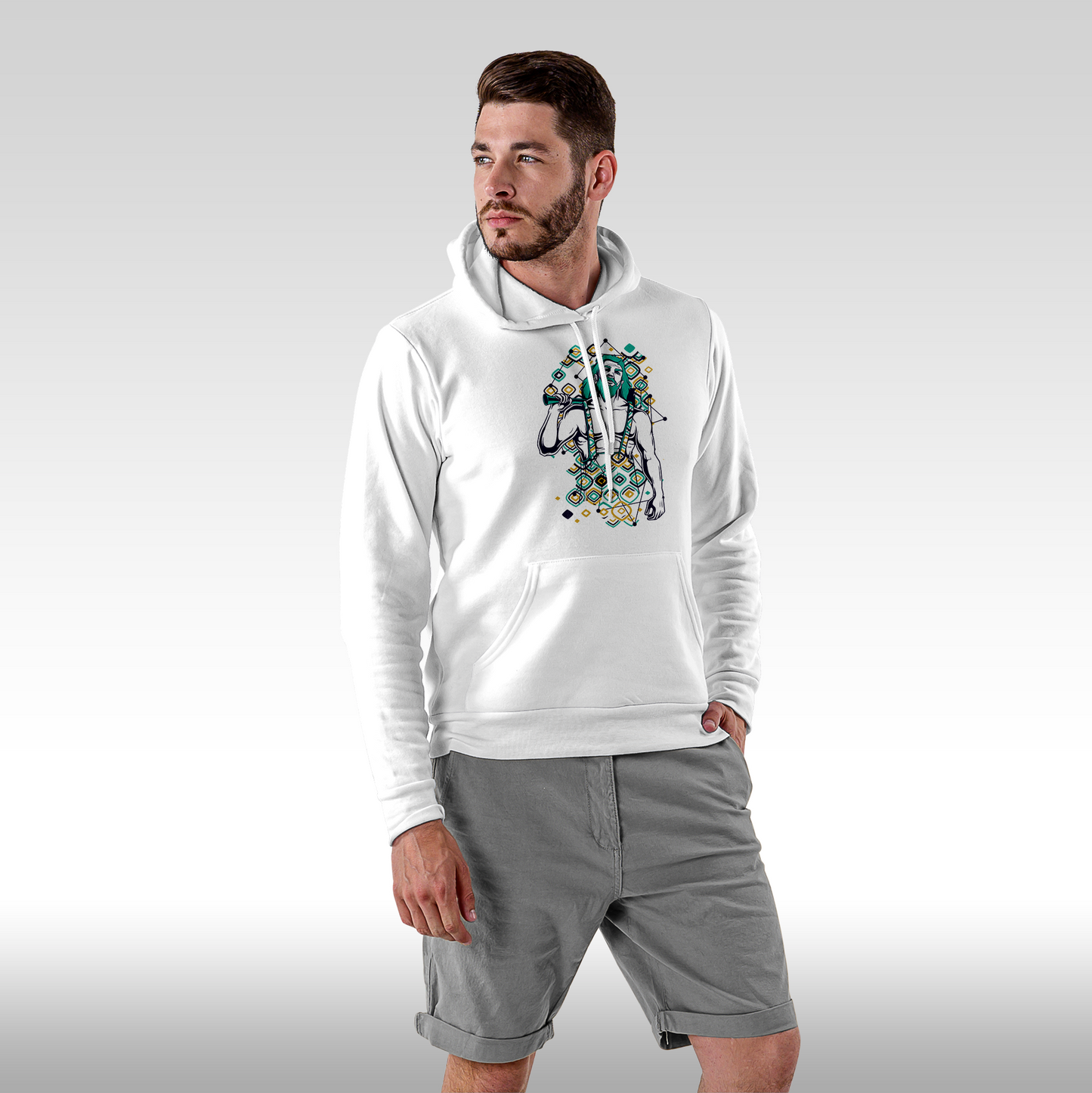 Hanorac alb personalizat Fata Barbat urban "Abstract Titan" streetwear
